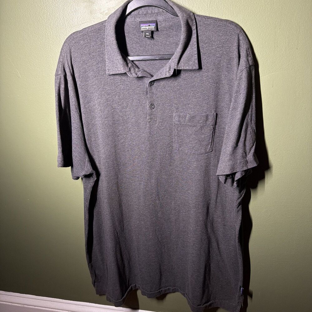 Patagonia Polo Shirt Men's 2XL Short Sleeve Charcoal Gray Organic Cotton